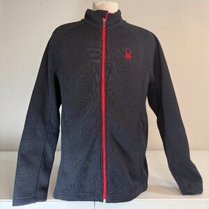 Spyder Jacket Black & Red Waffle Knit Full Zip Long Sleeve Coat Men's Large